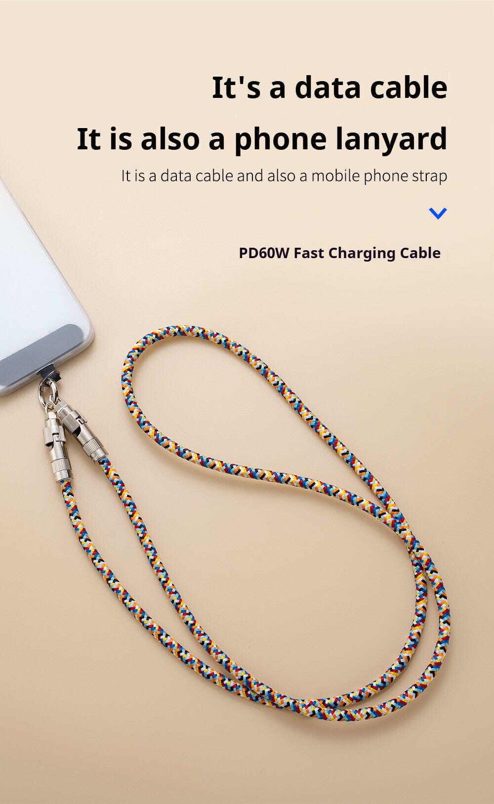 Mobile phone lanyard data cable