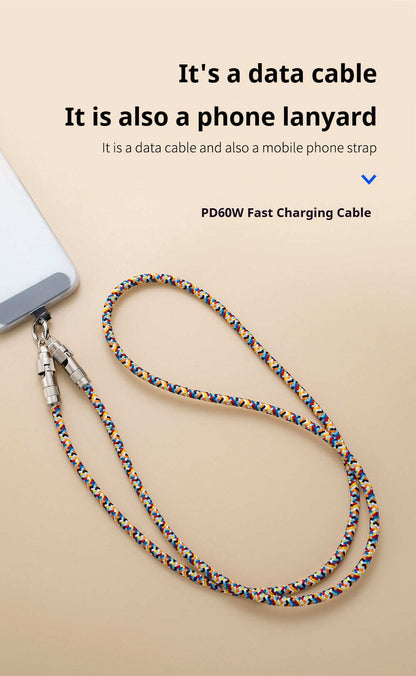 Mobile phone lanyard data cable