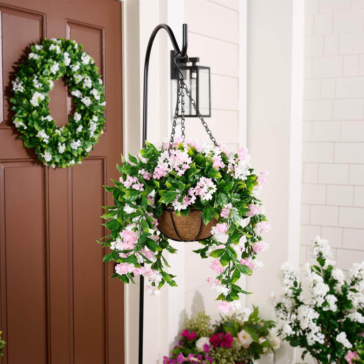 Faux Crepe Myrtle Hanging Baskets – 2 Pack Artificial Flower Decor for Outdoor & Indoor 🌸