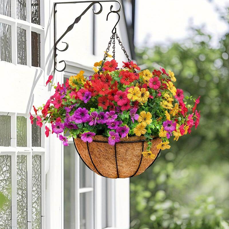 Simulated Hanging Flower Basket