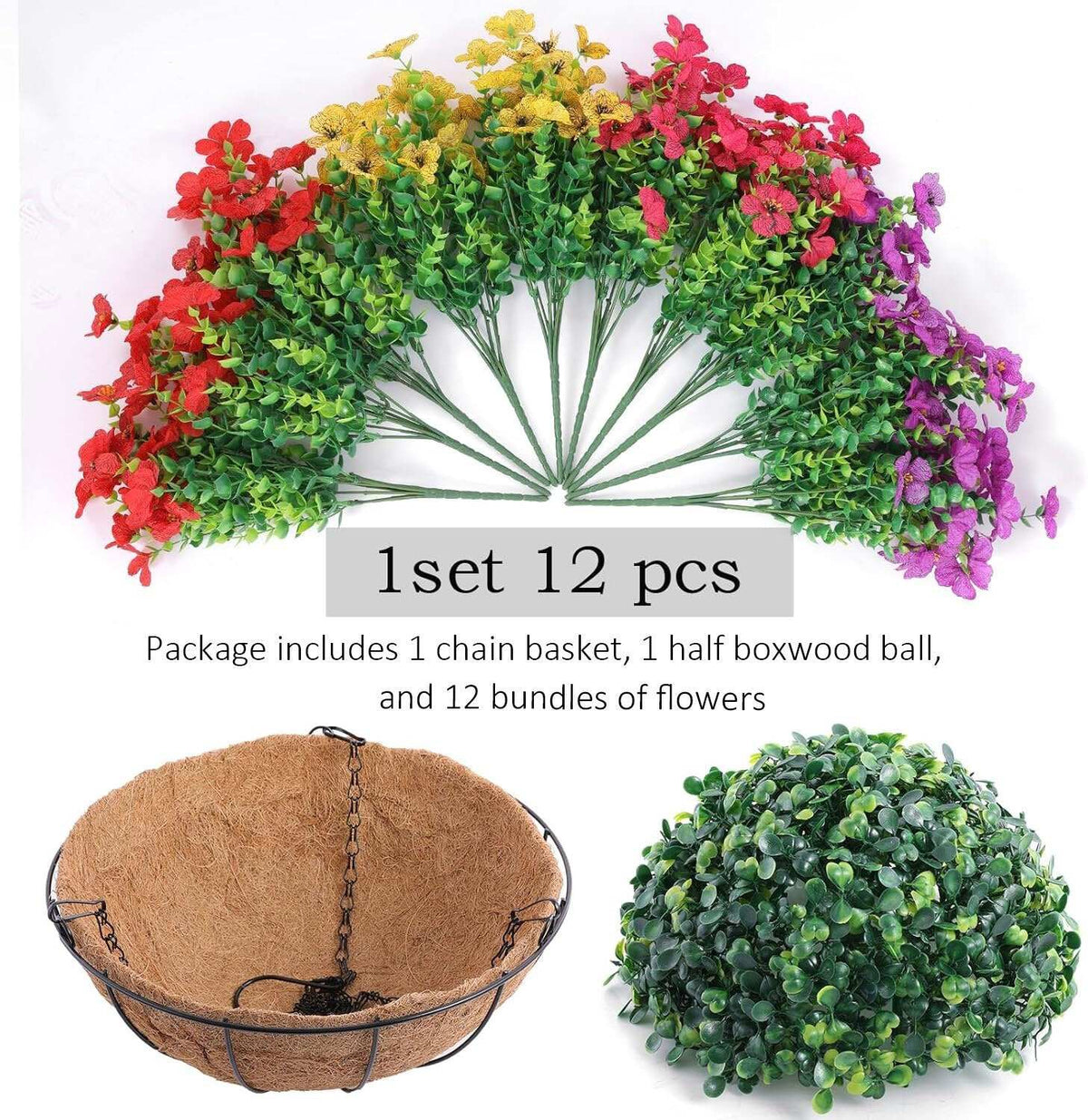 Simulated Hanging Flower Basket