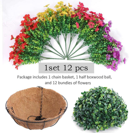 Simulated Hanging Flower Basket