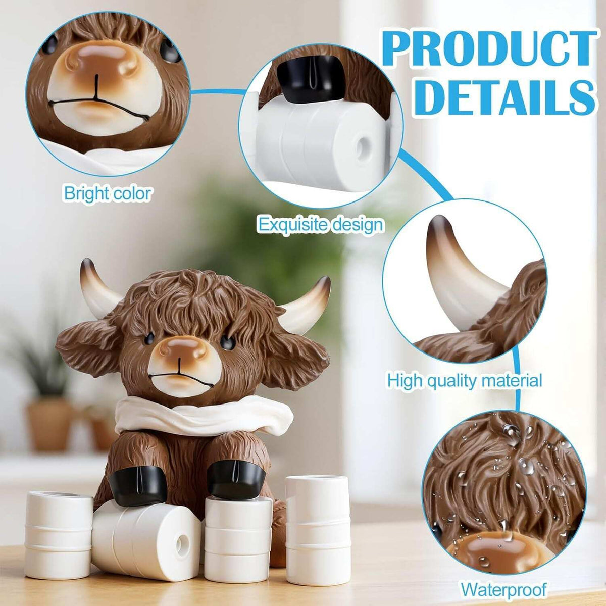 Cow Statue - Bathroom Theme Resin Sculpture | Resin Animal Figures