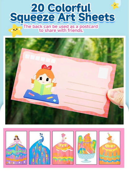 Rainbow Squeeze Art Kit - Creative Scratch & Color Art Set for Kids