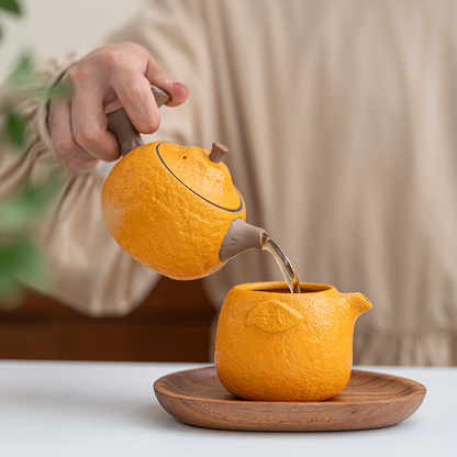 High-end tea brewing set, orange teapot, Chinese tea set