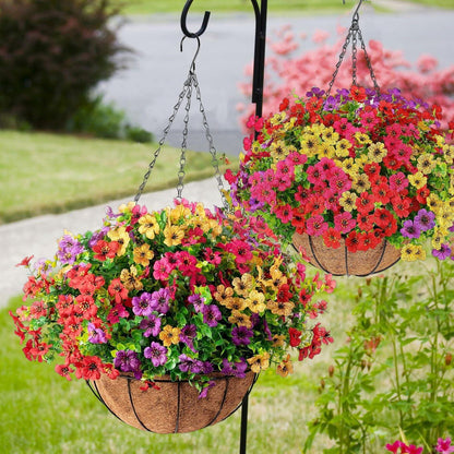 Simulated Hanging Flower Basket