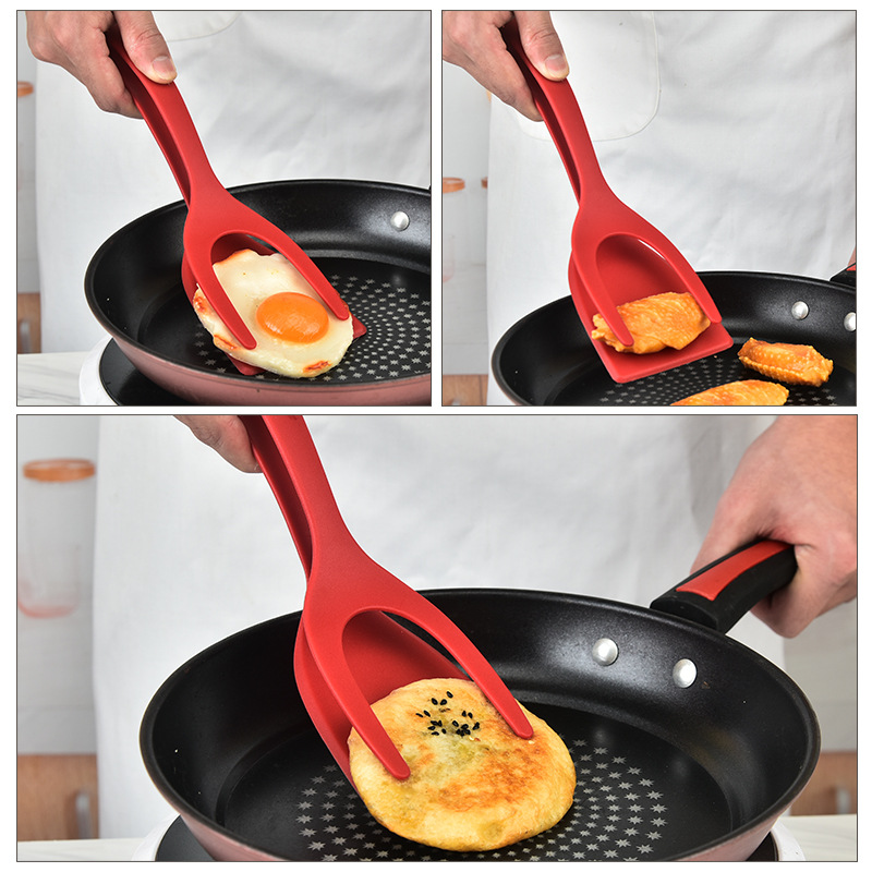 2-in-1 spatula for frying fish, eggs, and pancakes; Nylon spatula for flipping eggs while frying bread, steak, and pancakes.