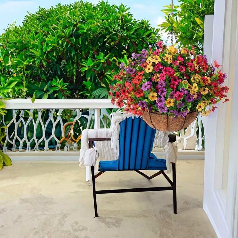 Simulated Hanging Flower Basket