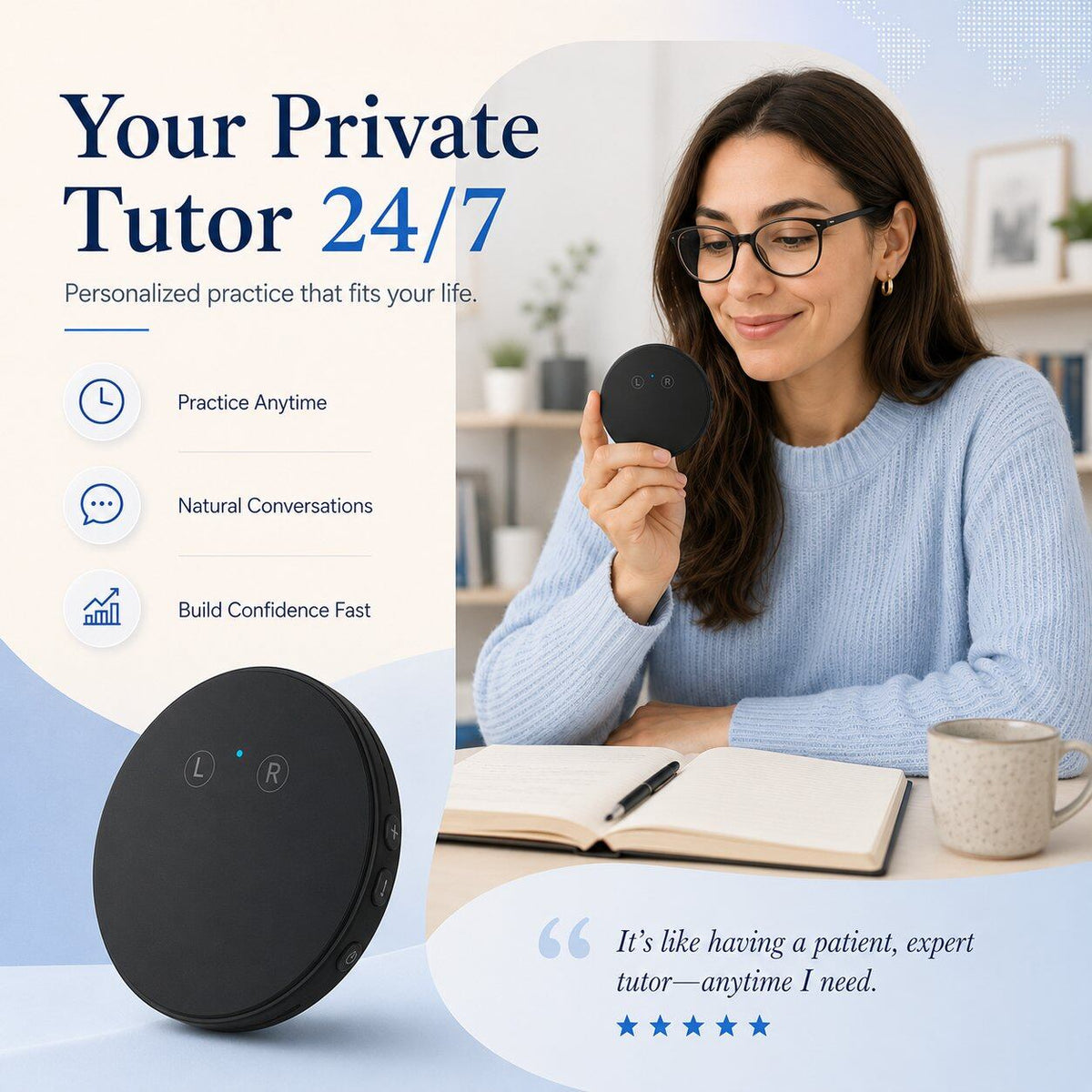 🌍HOT SALE 🎙️AI Real-Time Language Practice Companion – Supports 108 Languages