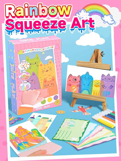 Rainbow Squeeze Art Kit - Creative Scratch & Color Art Set for Kids