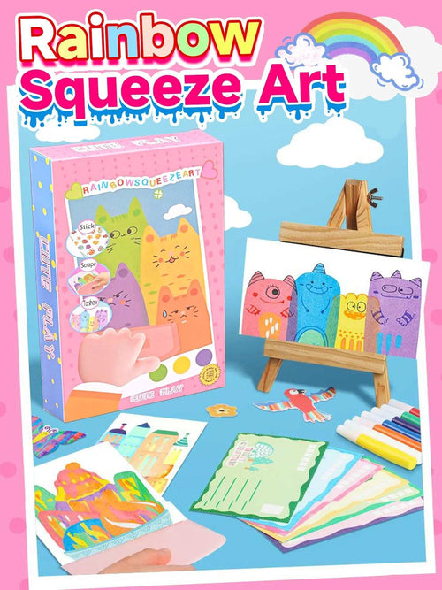 Rainbow Squeeze Art Kit - Creative Scratch & Color Art Set for Kids