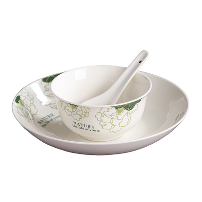 Natural ceramic bowl and plate set