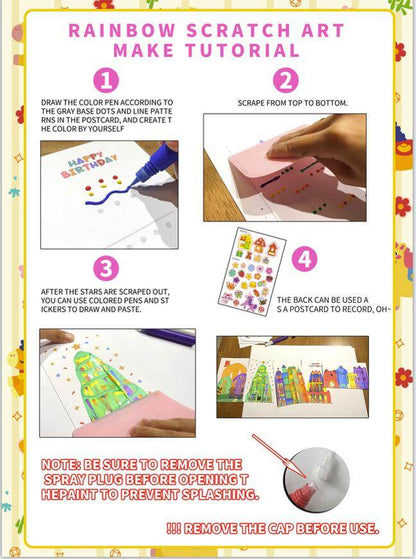 Rainbow Squeeze Art Kit - Creative Scratch & Color Art Set for Kids