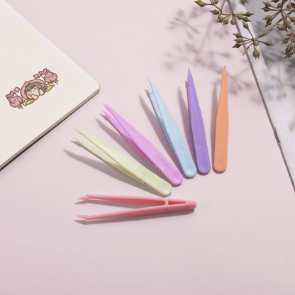 Macaron Hand Account Color Goo Card Plastic Tweezers Nail Art Sticker Diamond Painting Pointed Potato Quiet Book Tweezers