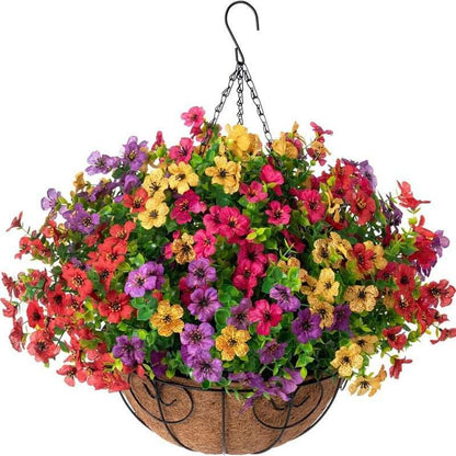 Simulated Hanging Flower Basket
