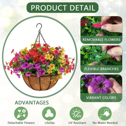 Simulated Hanging Flower Basket