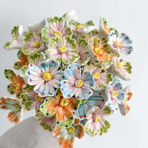 Jingdezhen ceramic flower desktop ornaments, preserved flower bouquets, creative decorations, cross-border shipping available, labeling service available, simulated ceramic flowers.